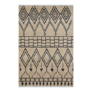Moroccan Shag Beige/Gray Wool Rug - 3'9'' X 6'2'' For Sale