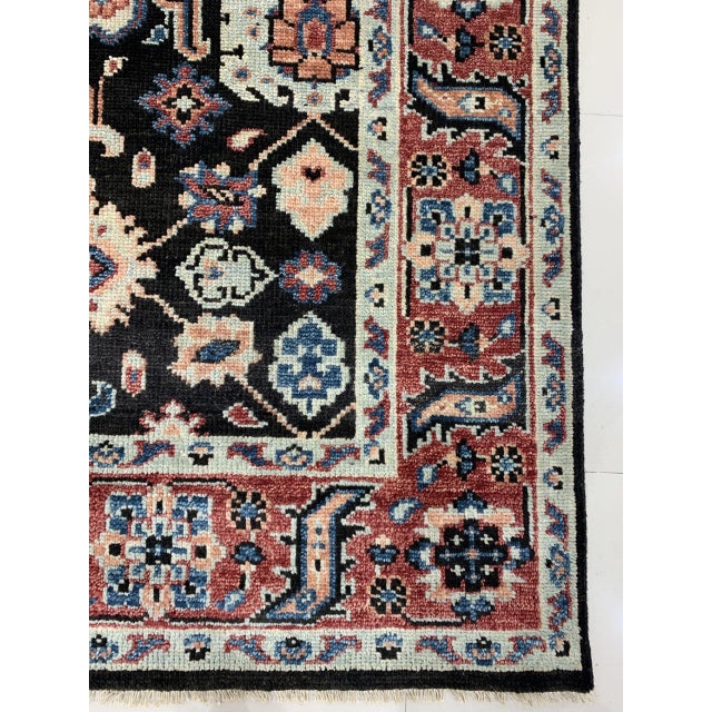 Timeless Oriental Charcoal Hand Knotted Wool Rug, Country of Origin: India. This piece showcases the enduring artistry of...