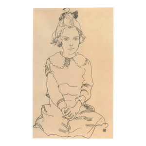 1960s Schiele Lithograph 60 Seated Girl Maria Steiner Reproduction