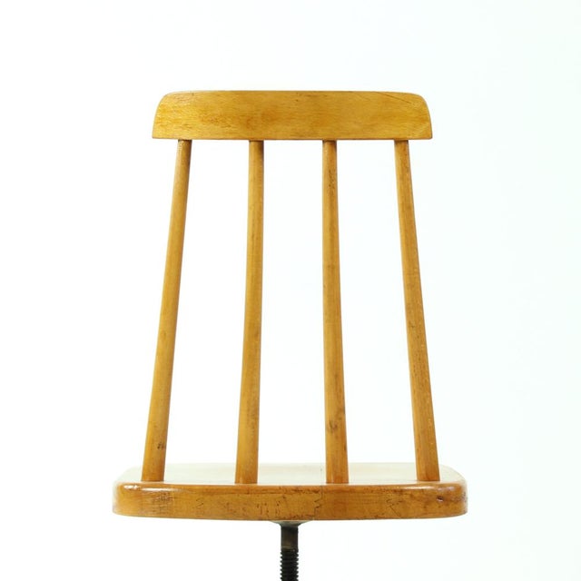 Mid-Century Piano Swivel Stool with Backrest, Former Czechoslovakia, 1960s For Sale - Image 11 of 13
