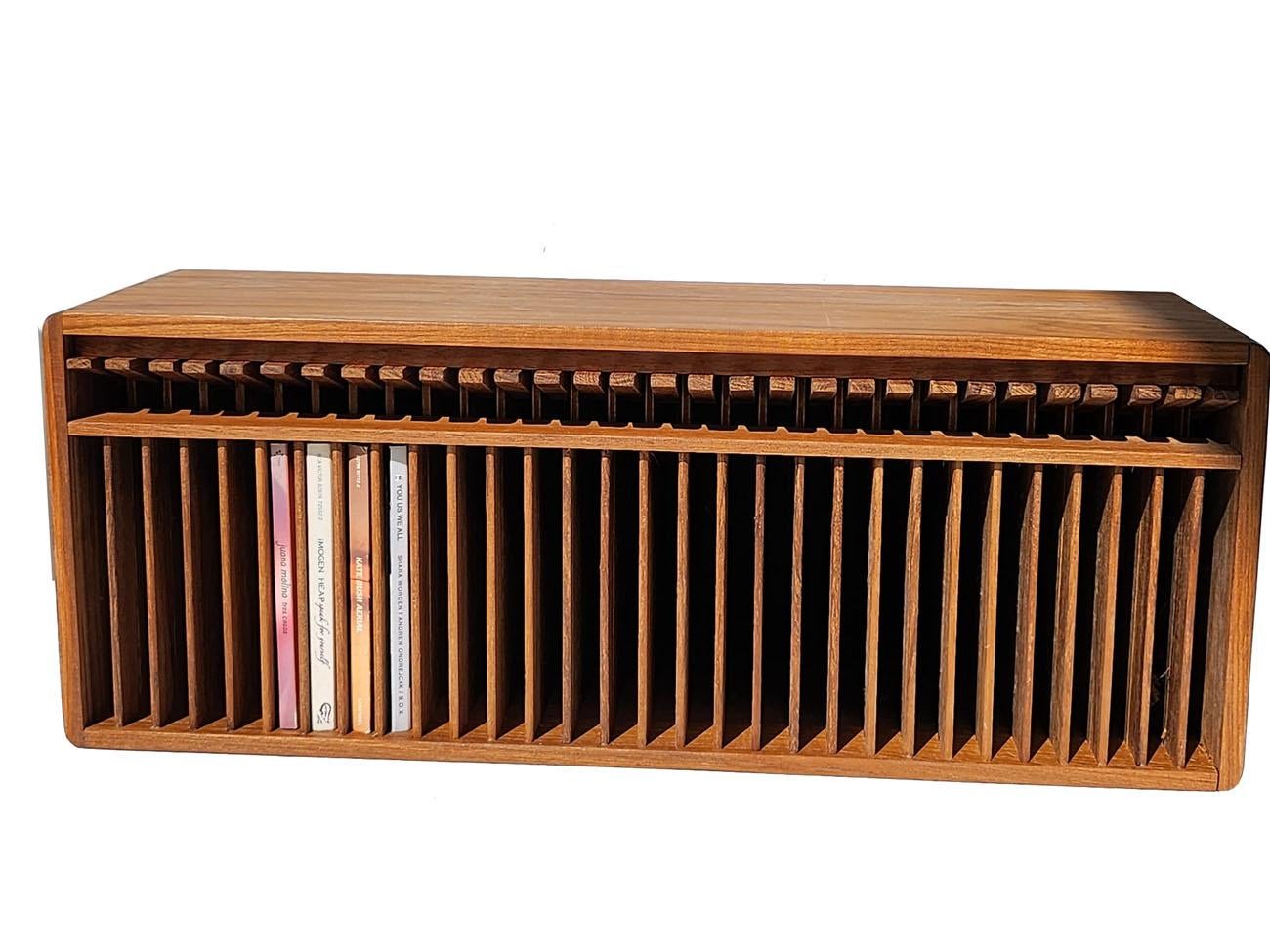 Vintage Kalmar Teak Wood 30-Slot CD Rack | Chairish