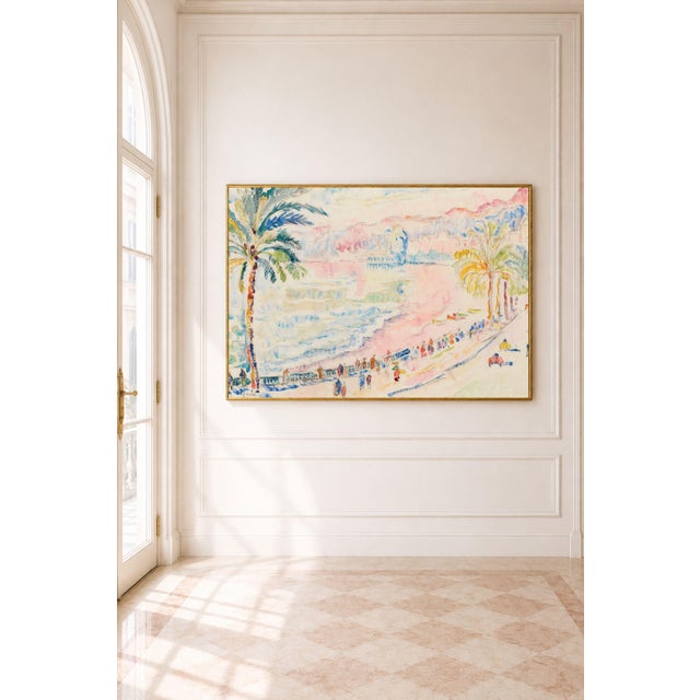 French Nice Promenade Des Anglais French Riviera Watercolor Art Print by Paul Signac — 60" X 40" For Sale - Image 3 of 8