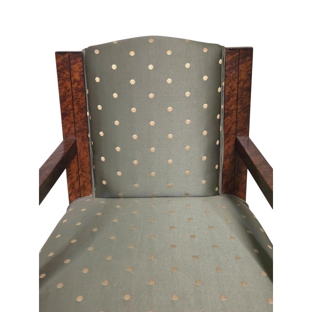 Maurice Dufrène Early 20th Century French Art Deco Desk / Arm / Side/ Occasional Chair Thuya Wood & Silver Leaf- Attributed to M. Dufrene For Sale - Image 4 of 12