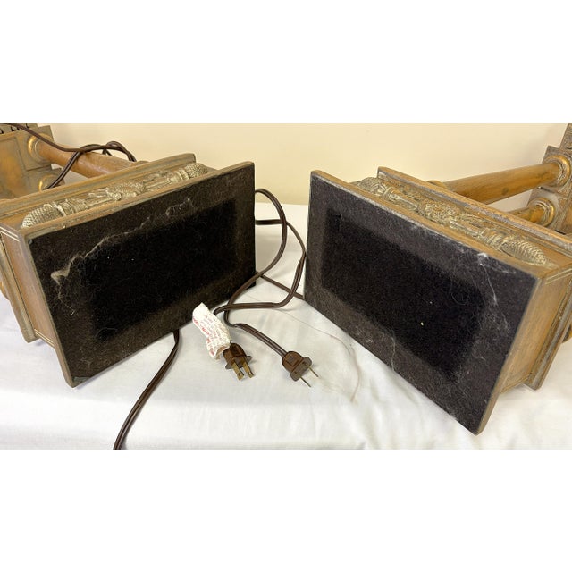 Vintage French Empire Style Bouillotte Lamps With Finials and Shades- A Pair For Sale - Image 15 of 17