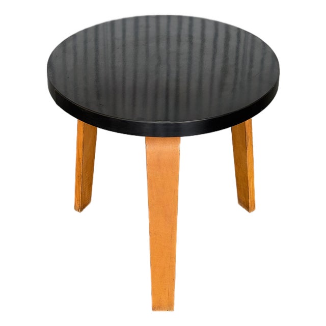 1950s Midcentury Thonet Bentwood Side Table With Black Laminate Top - After Alvar Aalto For Sale