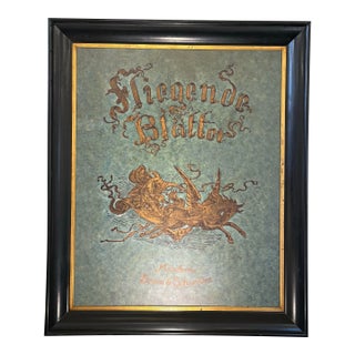 Large Scale Art Image Antique German Satirical Publication in Vintage Frame For Sale