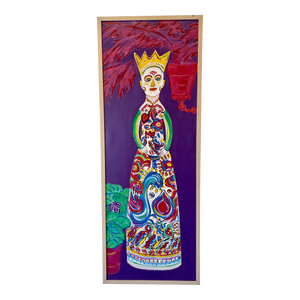 Molly Schiff Folk Art Style Still Life Painting, Framed