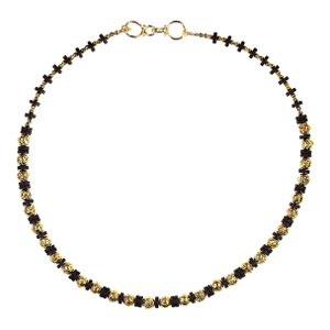 Ajd 18 Inch Gold Wash Lava Rock and Matt Black Onyx Necklace