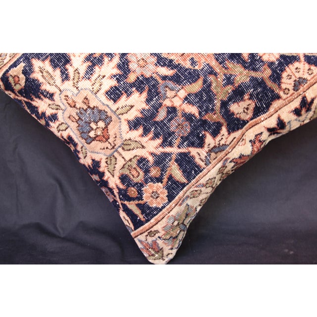 Handmade Vintage Navy-Blue Rug Pillow Cover -20'' X 20'' For Sale In Tampa - Image 6 of 13