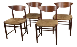Scandinavian Teak and Rope Chairs by Peter Hvidt, 1960s, Set of 4