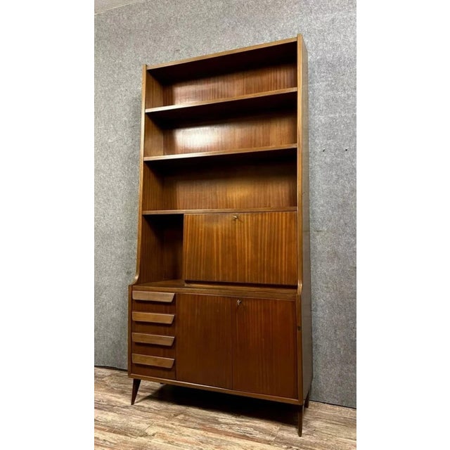 Brown Italian Secretary Bookcase from Mobili Barovero Torino, 1960s For Sale - Image 8 of 8