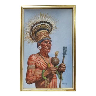 Hubert Wackerman (1945-Active) Beautiful Native American Portrait, 1978 For Sale