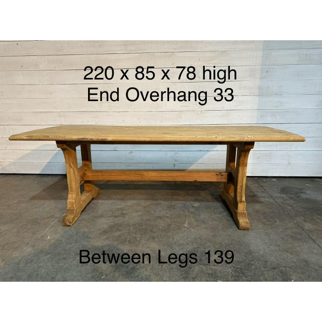 French Bleached Oak Farmhouse Dining Table, 1925 For Sale - Image 12 of 15