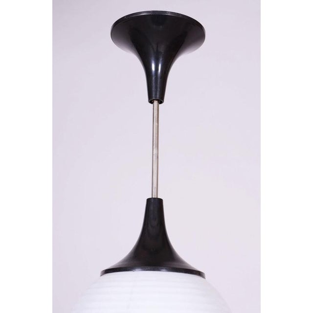 Mid-Century Chandelier in Chromed Steel and Opaline Glass, Czech, 1950s For Sale - Image 4 of 9