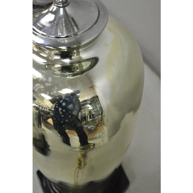 Mid 20th Century Vintage Mid Century Modern Silver Mercury Glass Jardiniere Vase Table Lamps Pair For Sale - Image 5 of 12
