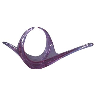 Large Italian Violet Glass Bowl from Murano, 1950s For Sale