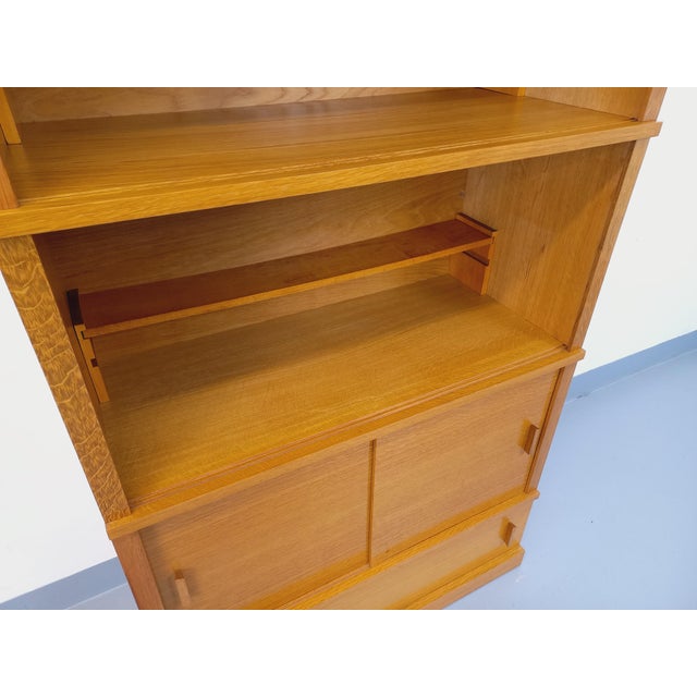 Tan Vintage Oak Wood Bookcase, 1960s For Sale - Image 8 of 18