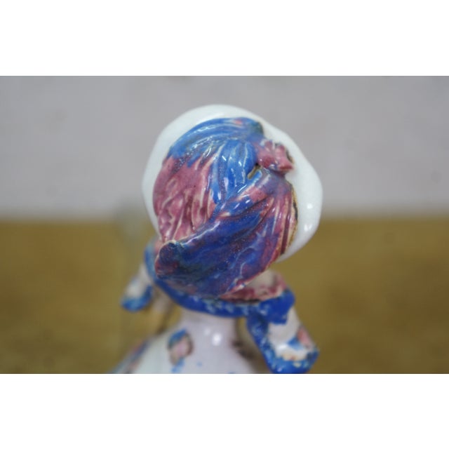 Royal Blue Vintage Arts & Crafts Overbeck Pottery Southern Belle Grotesque Figurine Indiana For Sale - Image 8 of 16
