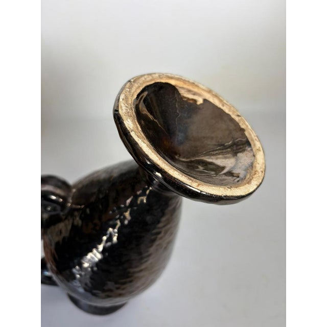 Black Ceramic Jug, Vallauris, France, 1960 For Sale - Image 8 of 11