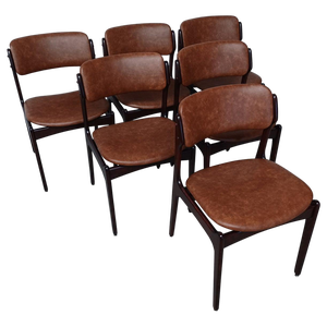 Dining Chairs in Tanned Oak Reupholstery, Customizable Reupholstery, 1960s, Set of 6