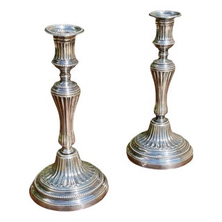 Silver Bronze Candlesticks, Set of 2 For Sale