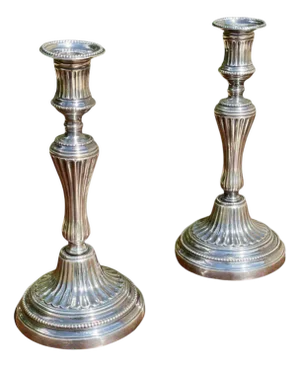 Silver Bronze Candlesticks, Set of 2
