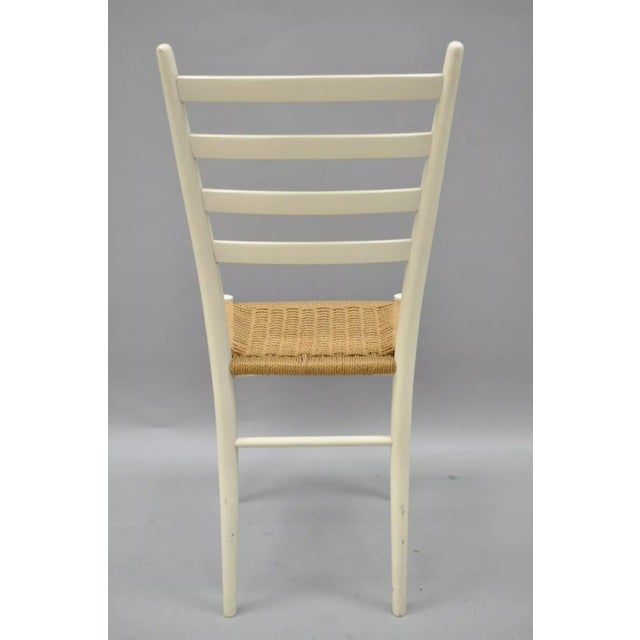 Mid 20th Century Vintage Italian Modern Woven Rope White Gio Ponti Style Side Chair For Sale - Image 10 of 11