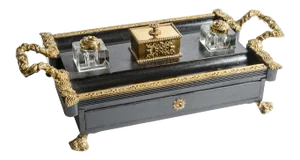 Antique French Gilt Bronze and Ebonized Ink Stand