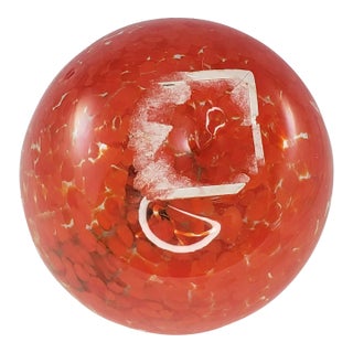 Art Glass Red Apple Fruit in Speckled Clear Glass For Sale