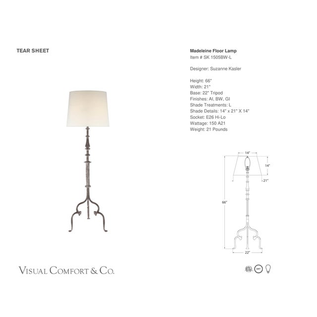 Suzanne Kasler by Visual Comfort Signature Madeleine Floor Lamp in Belgian White with Linen Shade Designer: Suzanne Kasler...