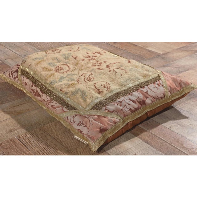 Textile Antique French Needlepoint Tapestry Pillow For Sale - Image 7 of 10