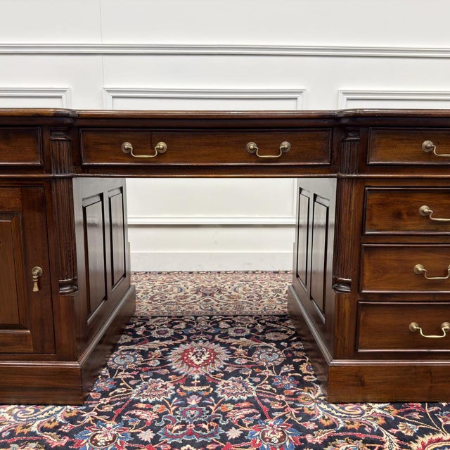 Classic English Green Leather Desk For Sale - Image 10 of 18