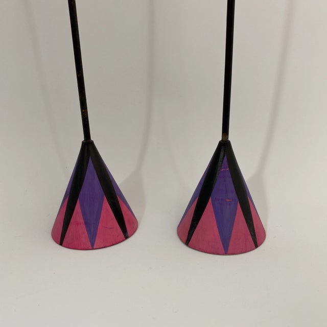 Märta LI Thegerström Swedish Hand-Painted Candlestick Holders- S/2 For Sale In New York - Image 6 of 12