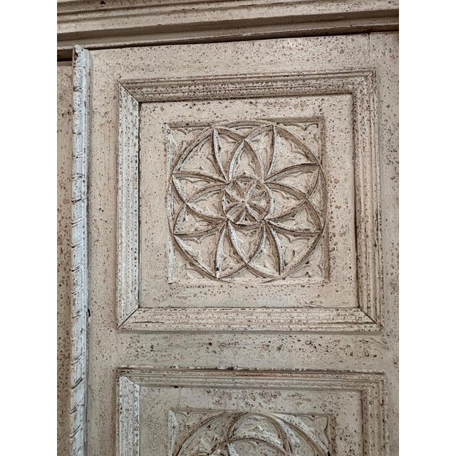 Antique Italian Neo-Gothic Cabinets with Stone-Like Finish, 1800s, Set of 2 For Sale - Image 4 of 12