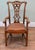Wood Chippendale Style Carved Armchair with Brown Upholstered Seat For Sale - Image 7 of 7