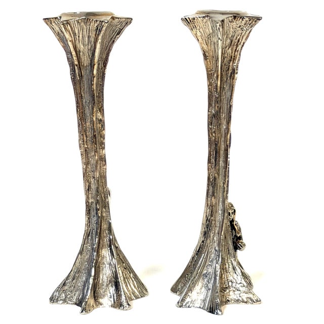 Yaacov Heller Adam and Eve Sterling Silver Candlesticks, Pair, 1993 For Sale - Image 15 of 18