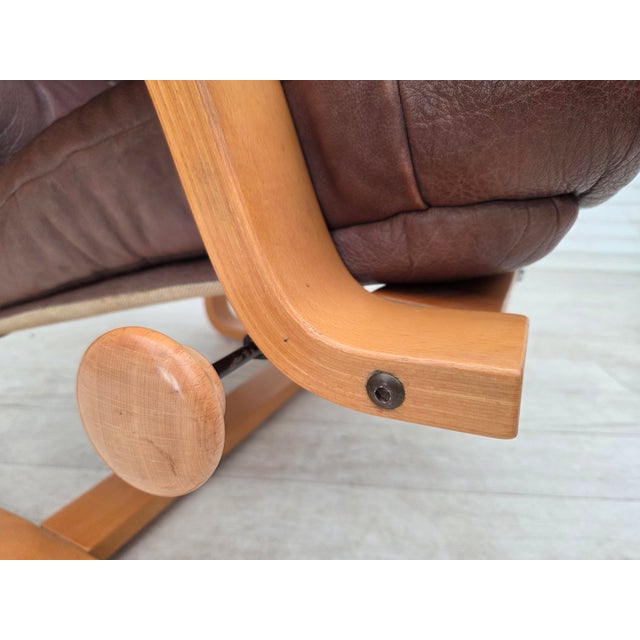 Scandinavian Adjustable Armchair in Furniture Leather and Bentwood, 1970s For Sale - Image 17 of 18