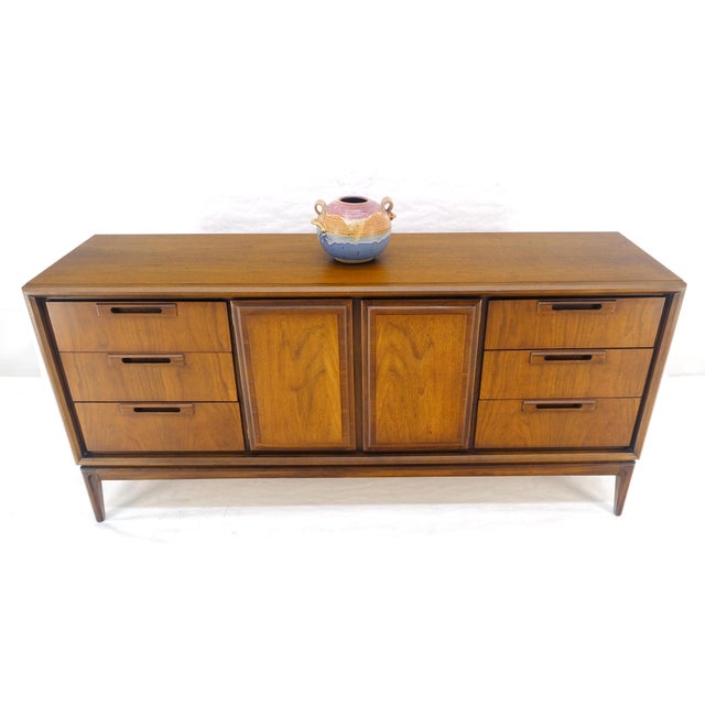 American Walnut Danish Mid Century Modern 6 Drawer Two Doors Compartment Dresser For Sale - Image 10 of 14