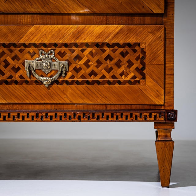 Wood Louis Seize Marquetry Chest of Drawers, late 18th Century For Sale - Image 7 of 15