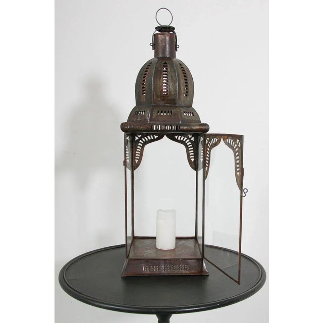 Moroccan Lantern in Metal and Clear Glass For Sale In Palm Springs - Image 6 of 12
