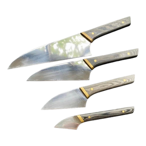 Vintage 1990s Joseph DiGANGI Designs System II Cutlery Knife Set Mirror Blade w/ stand - Set of 5