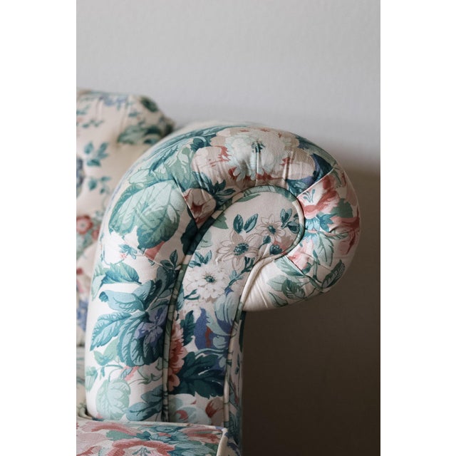 Rare Vintage Floral Couch With Trapunto Embroidery From 1990s For Sale In Phoenix - Image 6 of 16