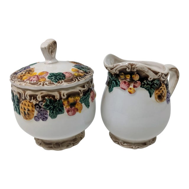 Vintage 1950s European Ceramic Sugar and Creamer Set - Two (2) Pieces For Sale