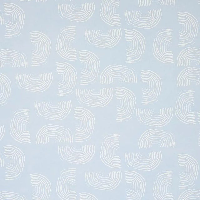 Sample - Schumacher X Caroline Z Hurley Quansoo Wallpaper in Ivory on Sky For Sale