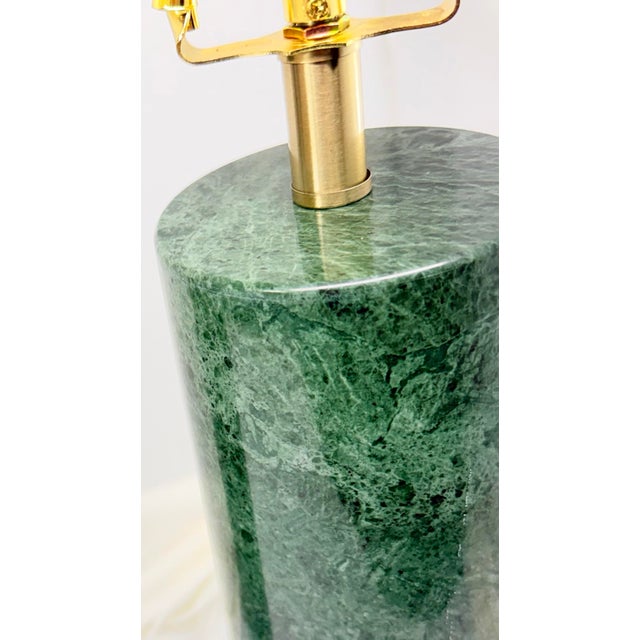 Traditional 1990s Verde Polished-Marble Table Lamps - A Pair For Sale - Image 3 of 5