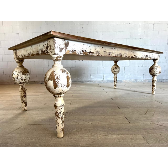 Victorian Farmhouse Whitewashed Distressed Wood Dining Table Chairish