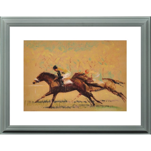 John Rattenbury Skeaping, Into the Final Furlong, 1965, Pastel Drawing, Framed For Sale