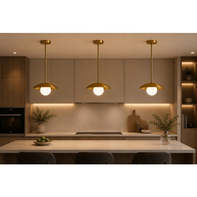 Metal Solid Brass Globe Pendant Light, Contemporary Solid Brass Pendant For Sale - Image 7 of 8