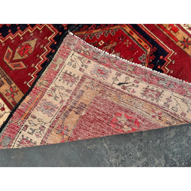 Textile Vintage Caucasian Style Hand Knotted Runner Rug For Sale - Image 7 of 7