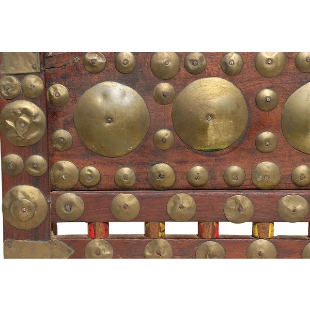 Vintage Wood Side Table with Brass Details, 1930s For Sale - Image 11 of 12